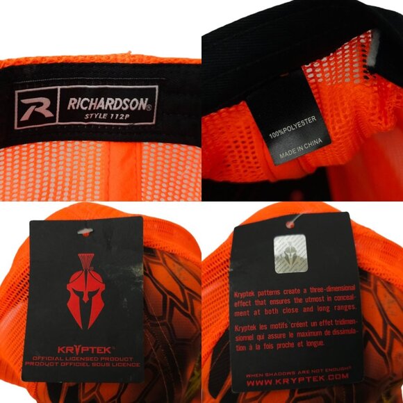 Kryptek Hunter Orange Black Mesh Snapback Cap Trucker Hat Duck Richardson NEW - Picture 7 of 14